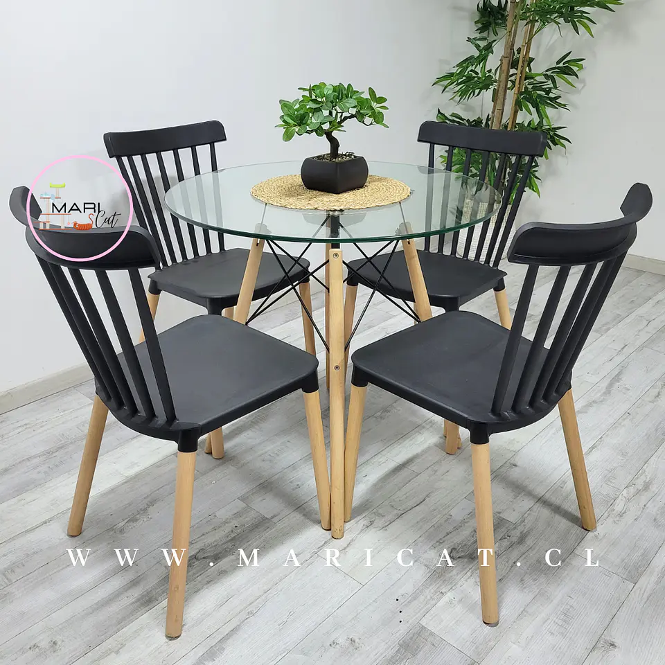 Comedor Redondo Vidrio 4 Sillas Windsor – Mesa 80cm 2