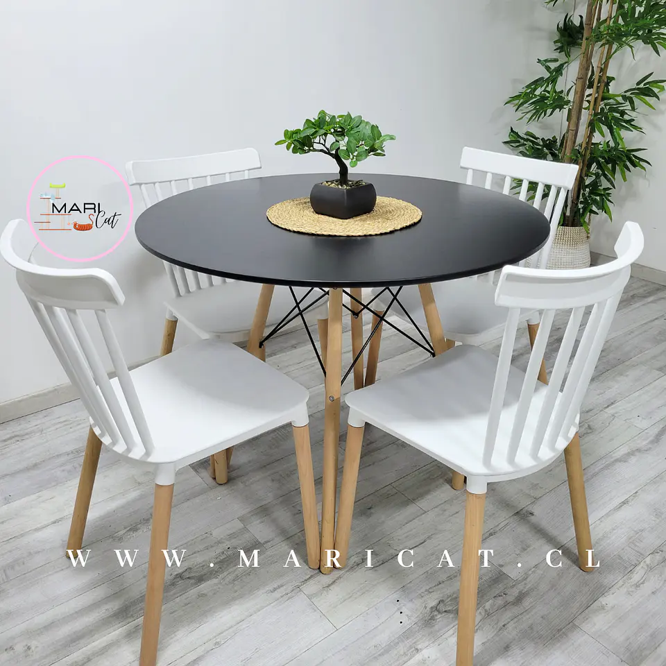 Comedor Redondo Melamina 4 Sillas Windsor – Mesa 120cm 5