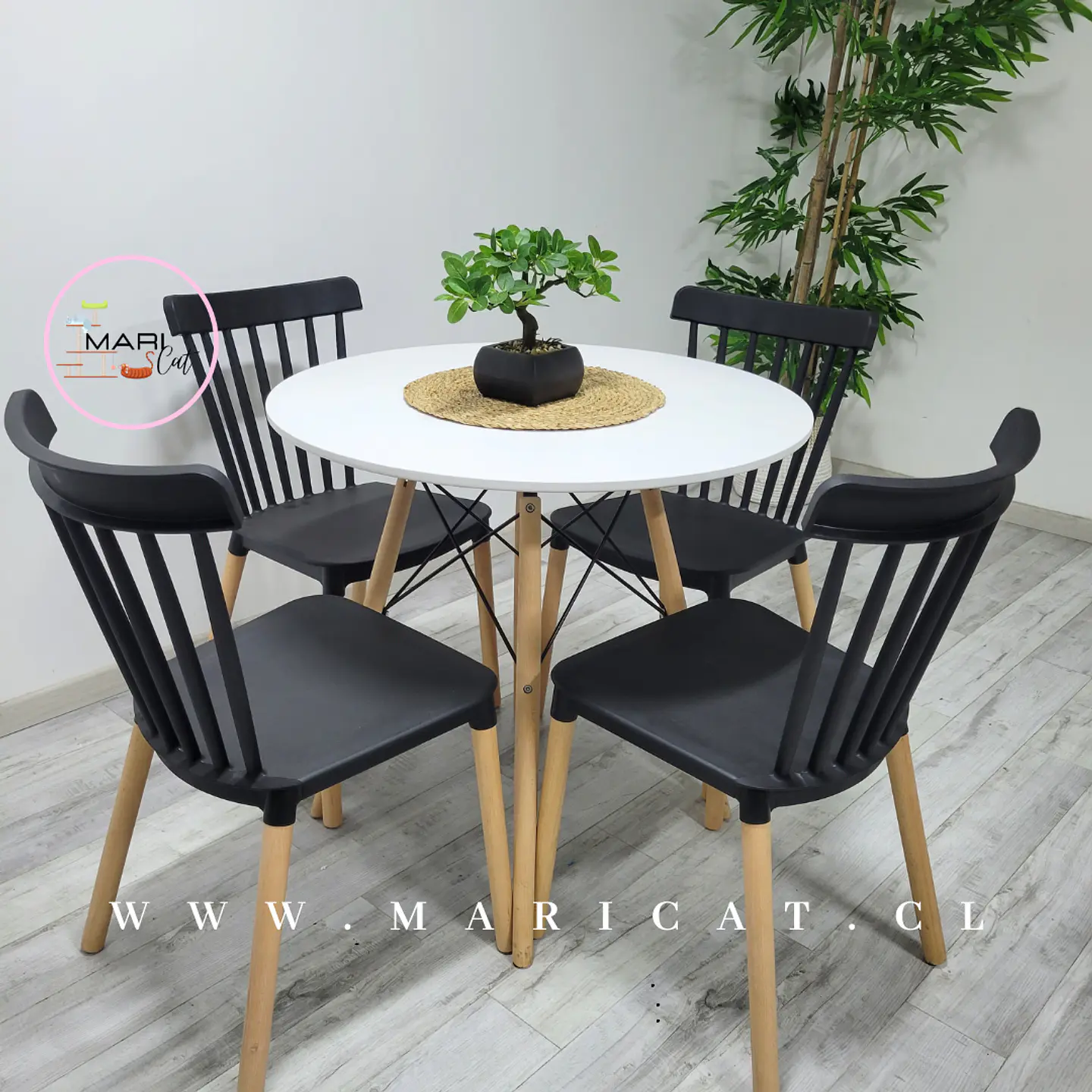 Comedor Redondo Melamina 4 Sillas Windsor – Mesa 120cm 4