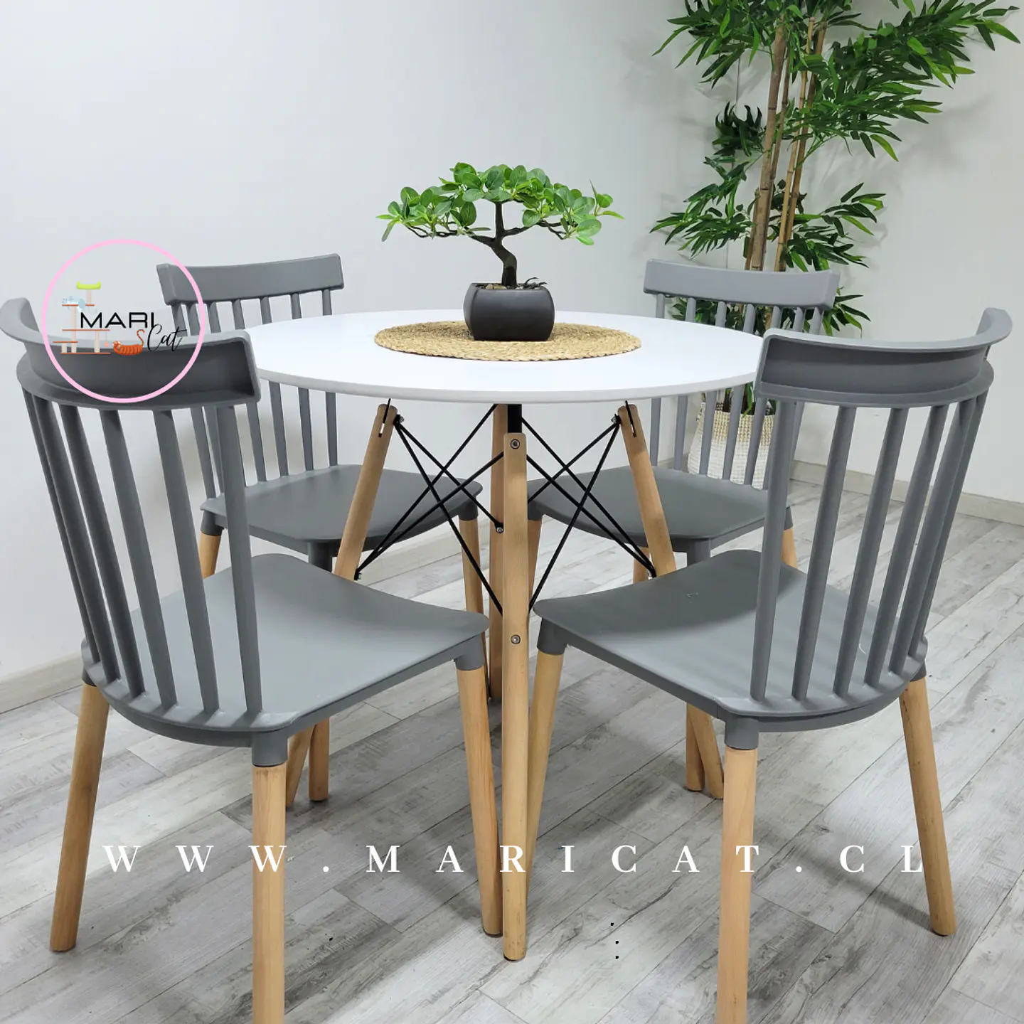 Comedor Redondo Melamina 4 Sillas Windsor – Mesa 120cm 6