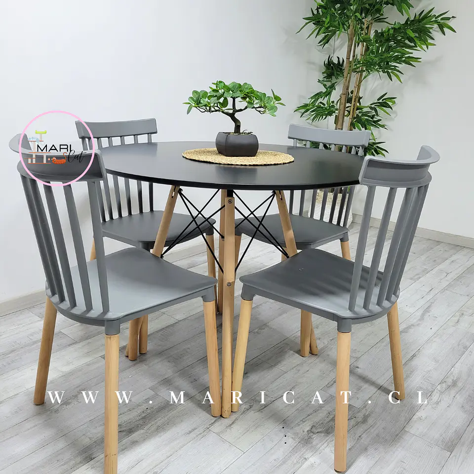 Comedor Redondo Melamina 4 Sillas Windsor – Mesa 120cm 3