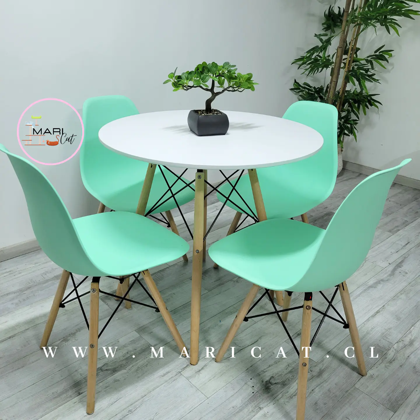 Mesa Eames MDF Redonda Melamina +4 Sillas Eames - Comedor  2