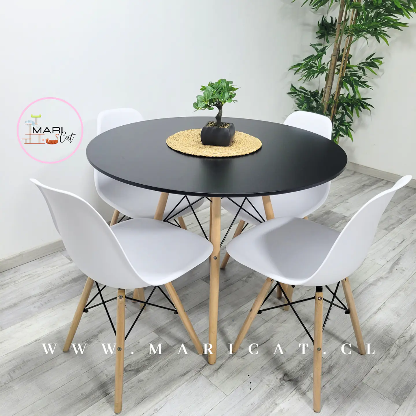 Mesa Eames MDF Redonda Melamina +4 Sillas Eames - Comedor  6