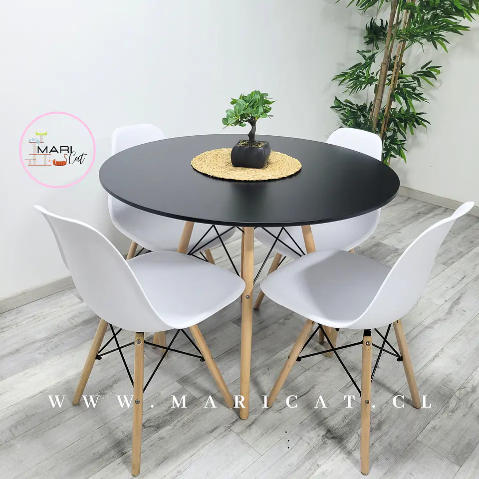 Mesa Eames MDF Redonda Melamina +4 Sillas Eames - Comedor  6