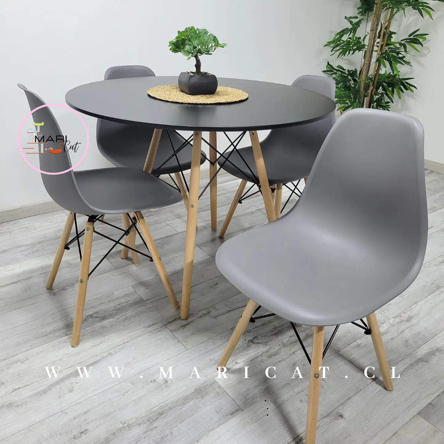 Mesa Eames MDF Redonda Melamina +4 Sillas Eames - Comedor  7