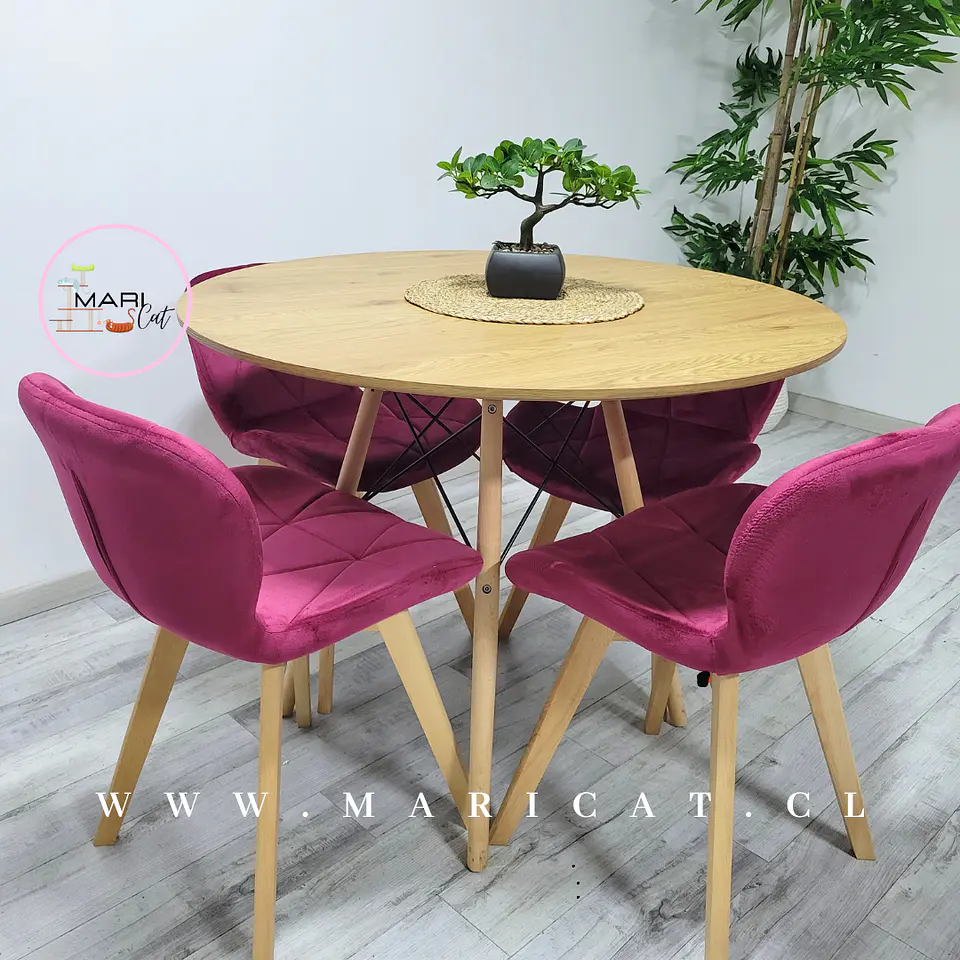 Mesa Eames Wood Redonda Melamina +4 Sillas Mariposa – Comedor  5