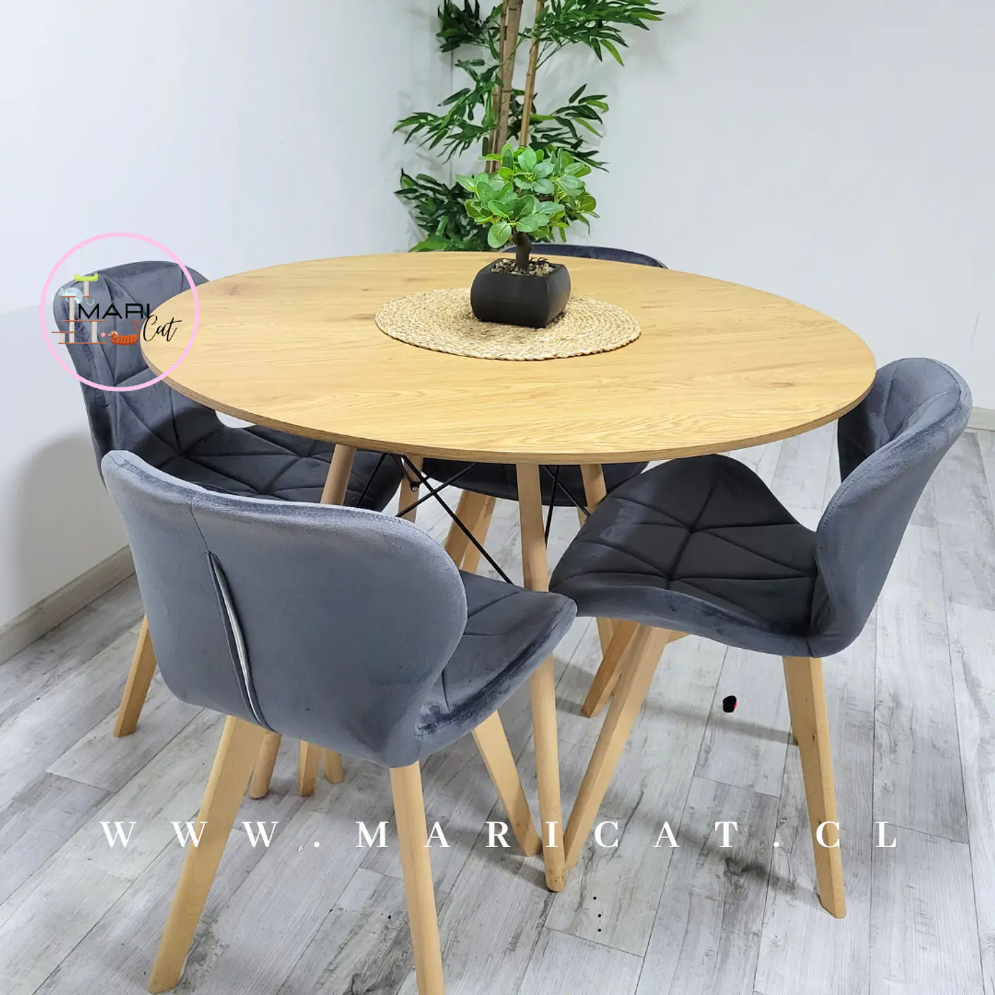 Mesa Eames Wood Redonda Melamina +4 Sillas Mariposa – Comedor  6