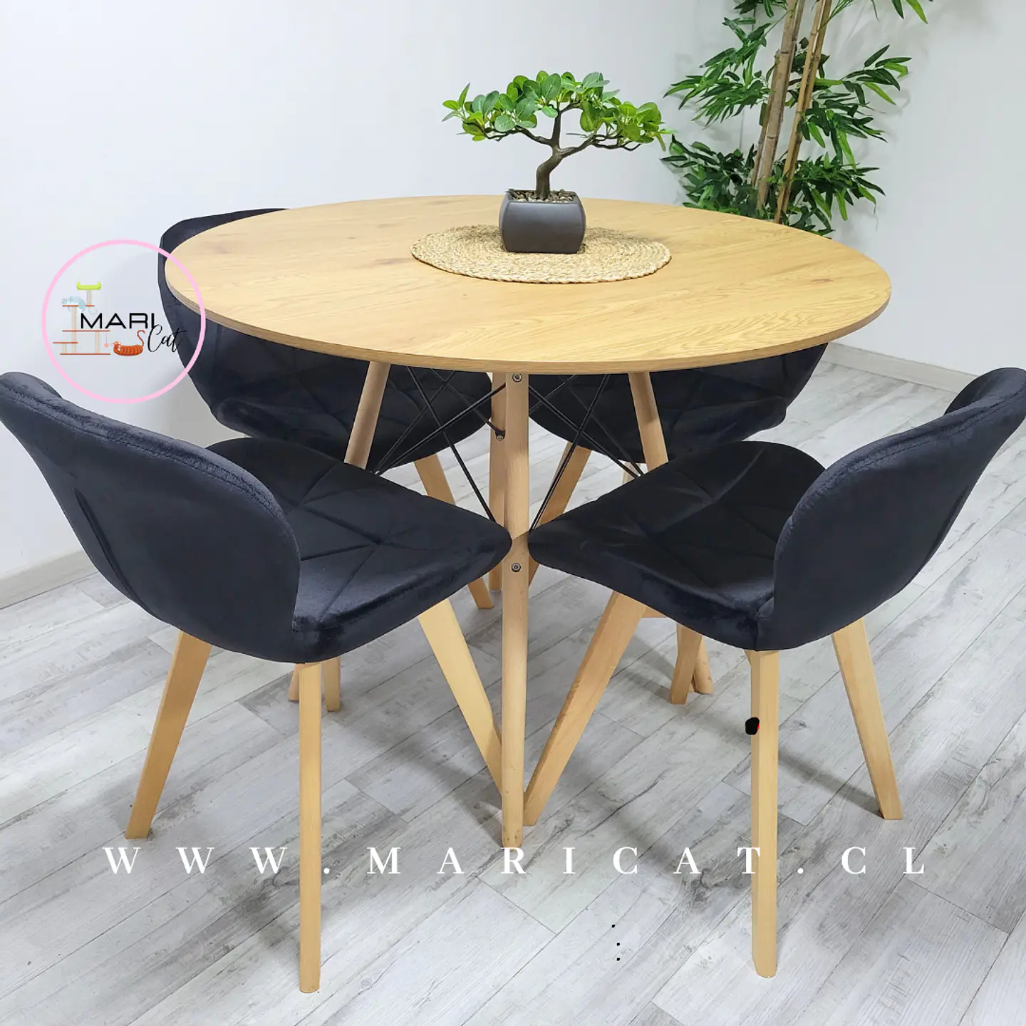 Mesa Eames Wood Redonda Melamina +4 Sillas Mariposa – Comedor  2