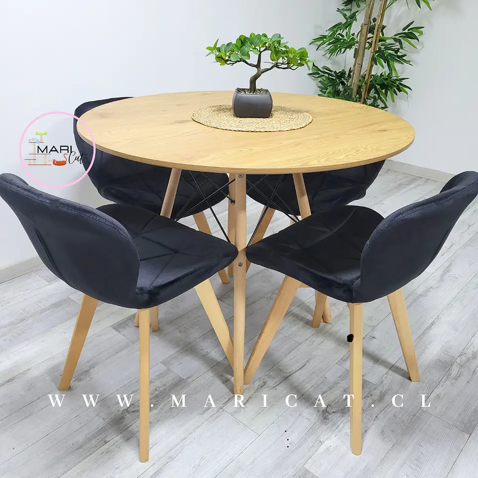 Mesa Eames Wood Redonda Melamina +4 Sillas Mariposa – Comedor  2