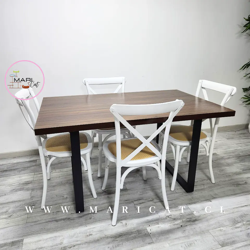 Comedor Rectangular MDF 4 Sillas Crossback – Mesa 140cm 4