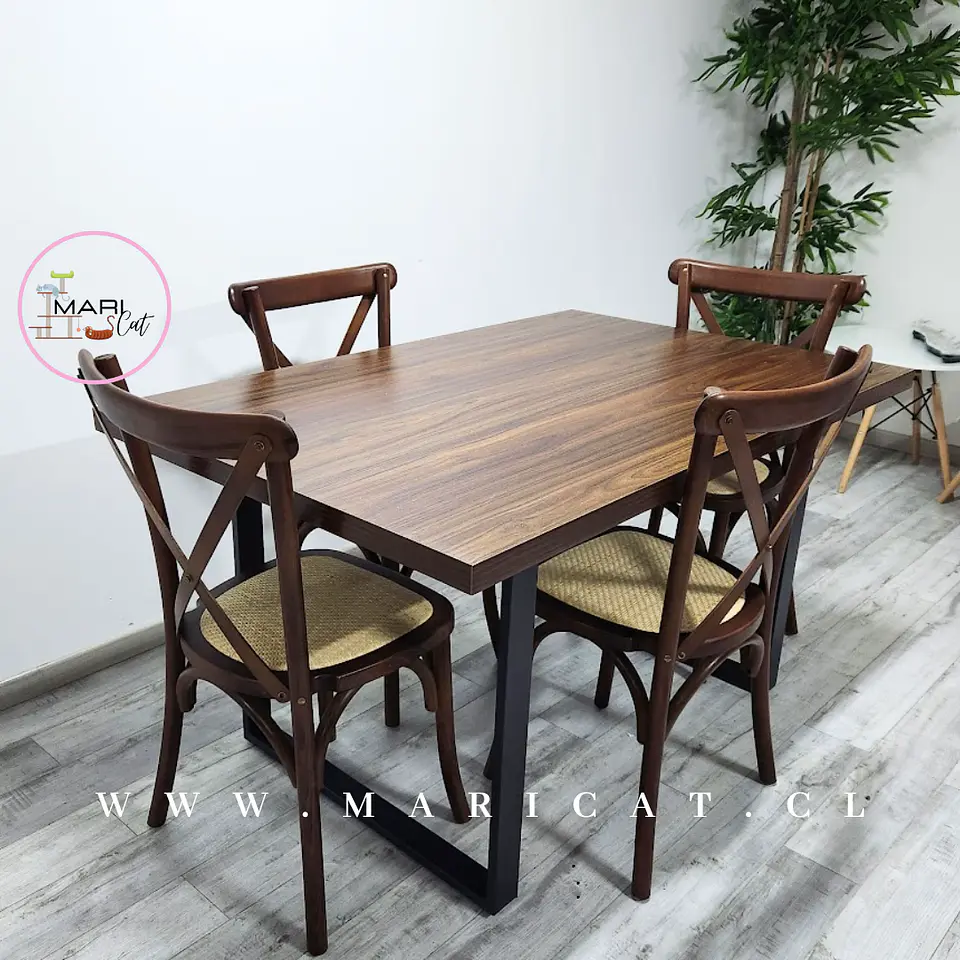 Comedor Rectangular MDF 4 Sillas Crossback – Mesa 140cm 2