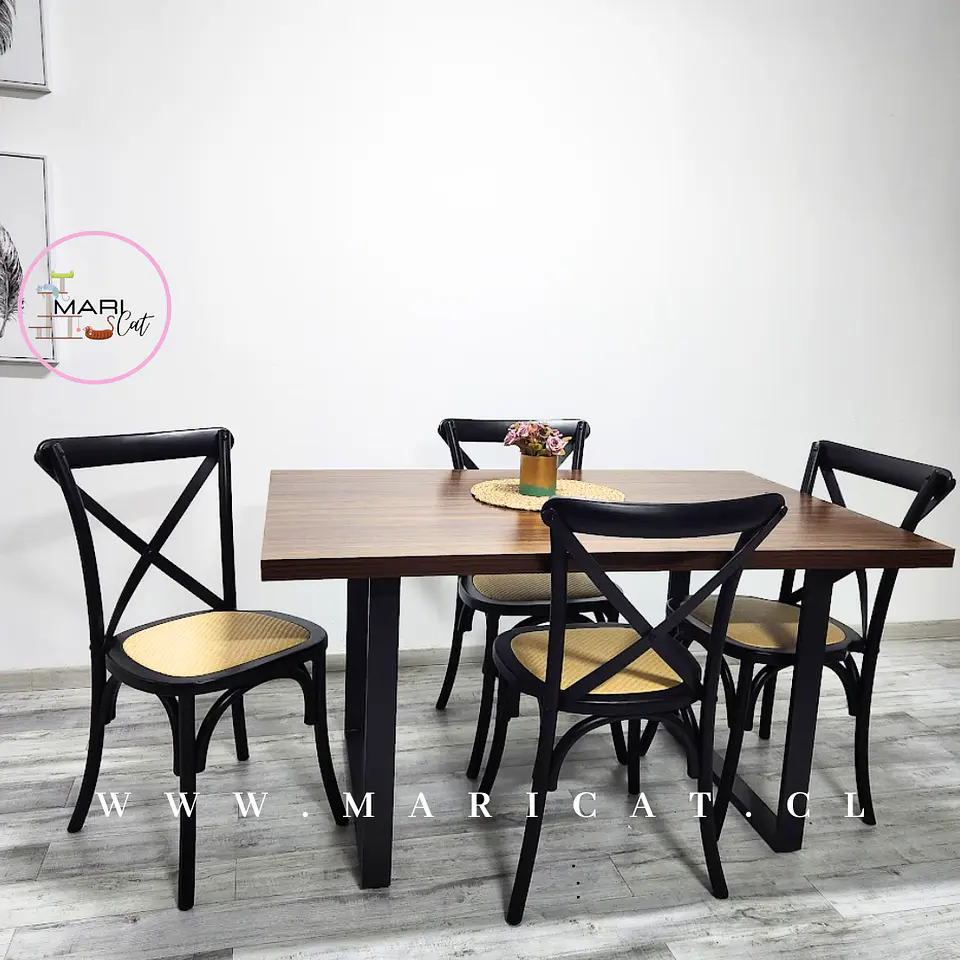 Comedor Rectangular MDF 4 Sillas Crossback – Mesa 140cm 3