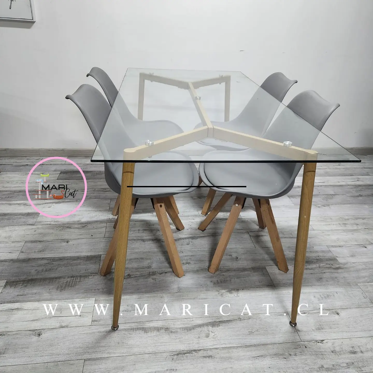 Comedor Rectangular Vidrio 4 Sillas Tulip Nordic – Mesa 160x80cm 1