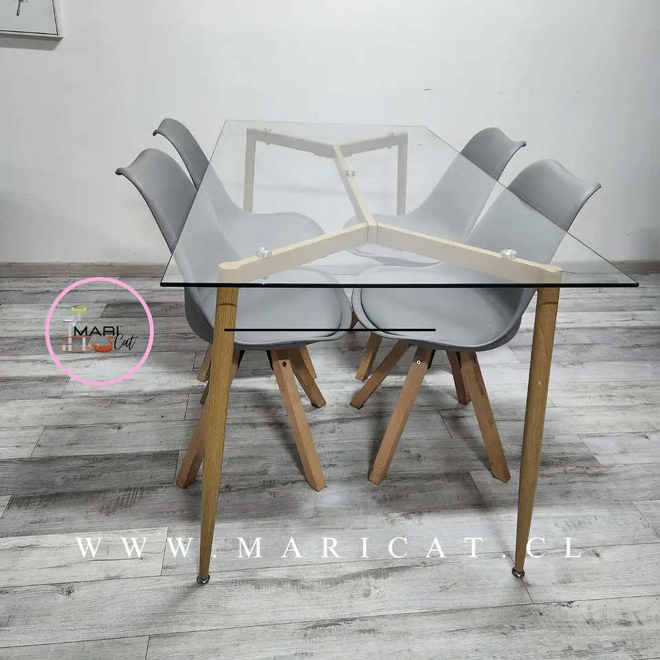 Comedor Rectangular Vidrio 4 Sillas Tulip Nordic – Mesa 160x80cm 1