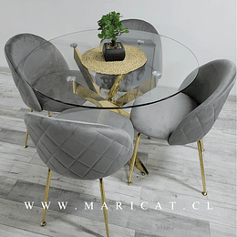 Mesa Dubai Gold + Silla Velvet Gold