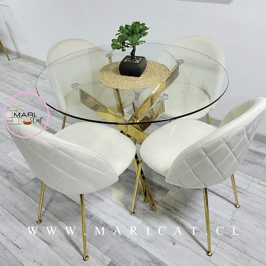 Mesa Dubai Gold + Silla Velvet Gold