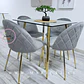 Mesa Cuadrada Francia Gold + Silla Velvet Gold - Miniatura 2