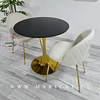 Mesa Tulip Gold Black + Silla Velvet Gold 