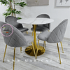 Mesa Tulip Gold + Silla Velvet Gold Gris