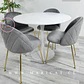 Comedor Redondo Mesa Tulip White Melamina 100cm + 4 Sillas Velvet Gris - Miniatura 3