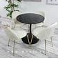 Mesa Tulip Black Redonda Melamina +4 Sillas Velvet Gold Blanco Hueso - Comedor 100cm  - Miniatura 2