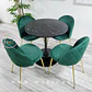 Comedor Redondo Mesa Tulip Black Melamina 100cm + 4 Sillas Velvet Gold Verde Botella - Miniatura 4