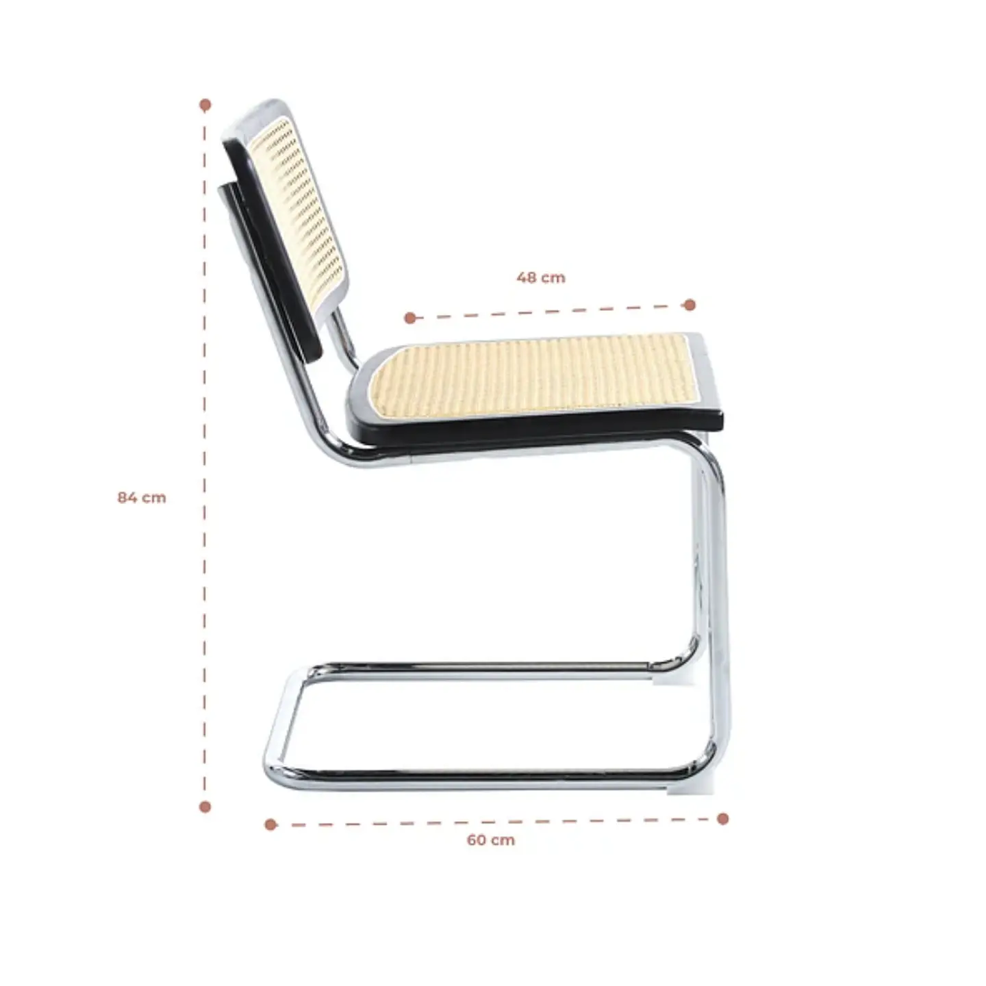 Pack de 2 Sillas Breuer de Madera y Ratán con Patas de Acero Plateado-living comedor  3