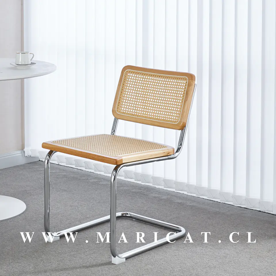 Mesa Rectangular vidrio Madrid Warwick + Silla Breuer Madera Rattan silver 3