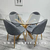Mesa redonda vidrio Madrid Warwick + Silla Kana Lino