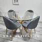 Comedor Redondo Mesa Madrid Warwick Vidrio + 4 Sillas Kana Lino - Miniatura 2