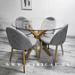 Comedor Redondo Mesa Madrid Warwick Vidrio + 4 Sillas Kana Lino - Miniatura 1