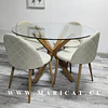 Mesa redonda vidrio Madrid Warwick + Silla Kana Lino