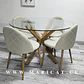Comedor Redondo Mesa Madrid Warwick Vidrio + 4 Sillas Kana Lino - Miniatura 3