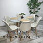 Comedor Redondo Mesa Eames Vidrio 120cm + 5 Sillas Tulip Lino - Miniatura 2