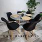 Comedor Redondo Mesa Eames Vidrio 120cm + 5 Sillas Tulip Lino - Miniatura 3