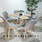Comedor Redondo Mesa Eames Vidrio 120cm + 5 Sillas Tulip Lino - Miniatura 1