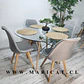 Mesa Eames Vidrio + Silla Tulip Lino - Miniatura 1