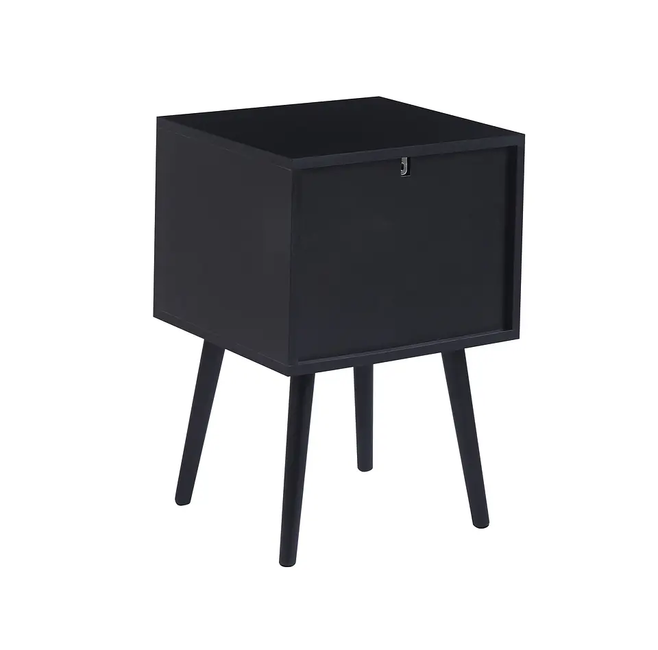 Velador Auxiliar Amber Black dos Cajones MDF Dormitorio Living 4