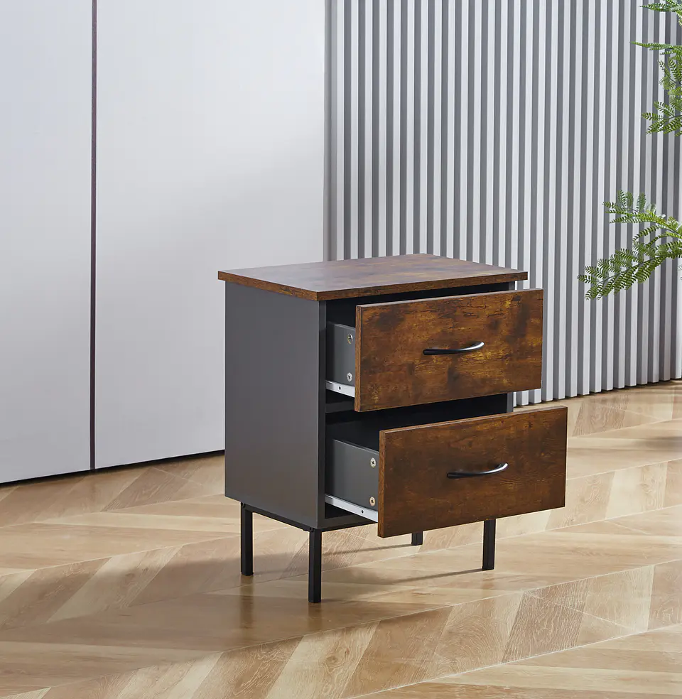 Velador Rustic Metal 2 Cajones 1