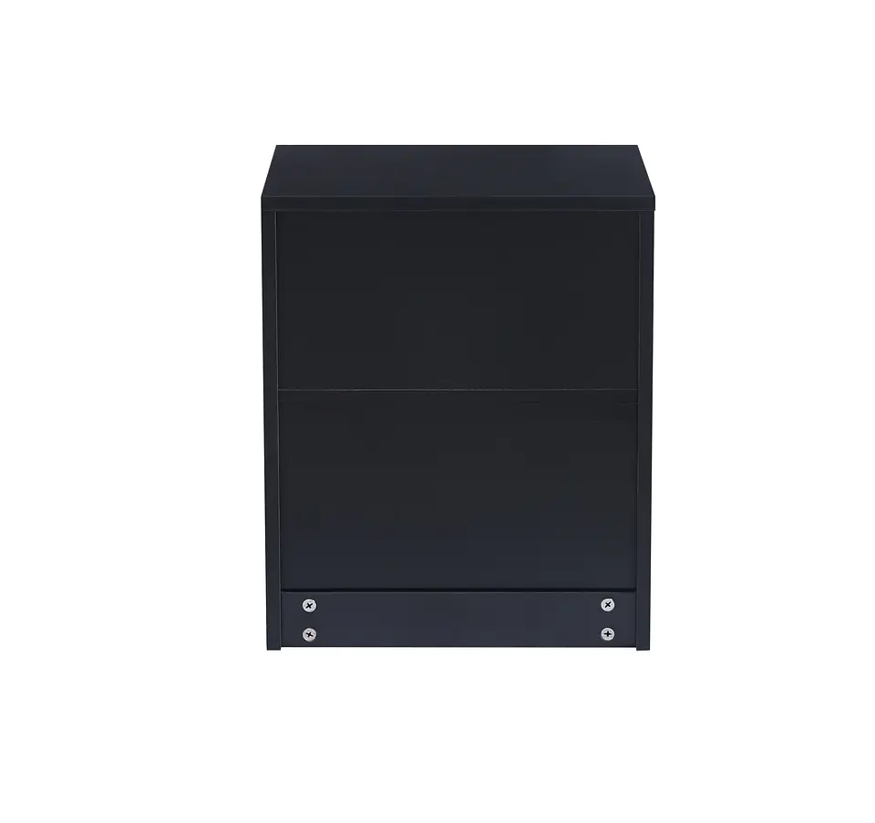 Velador Auxiliar Doble Cajón MDF Black Dormitorio Living 4