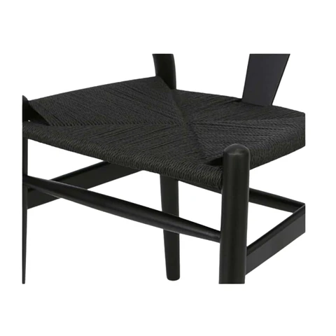 Silla Wishbone Negro Madera Asiento Tejido a Mano