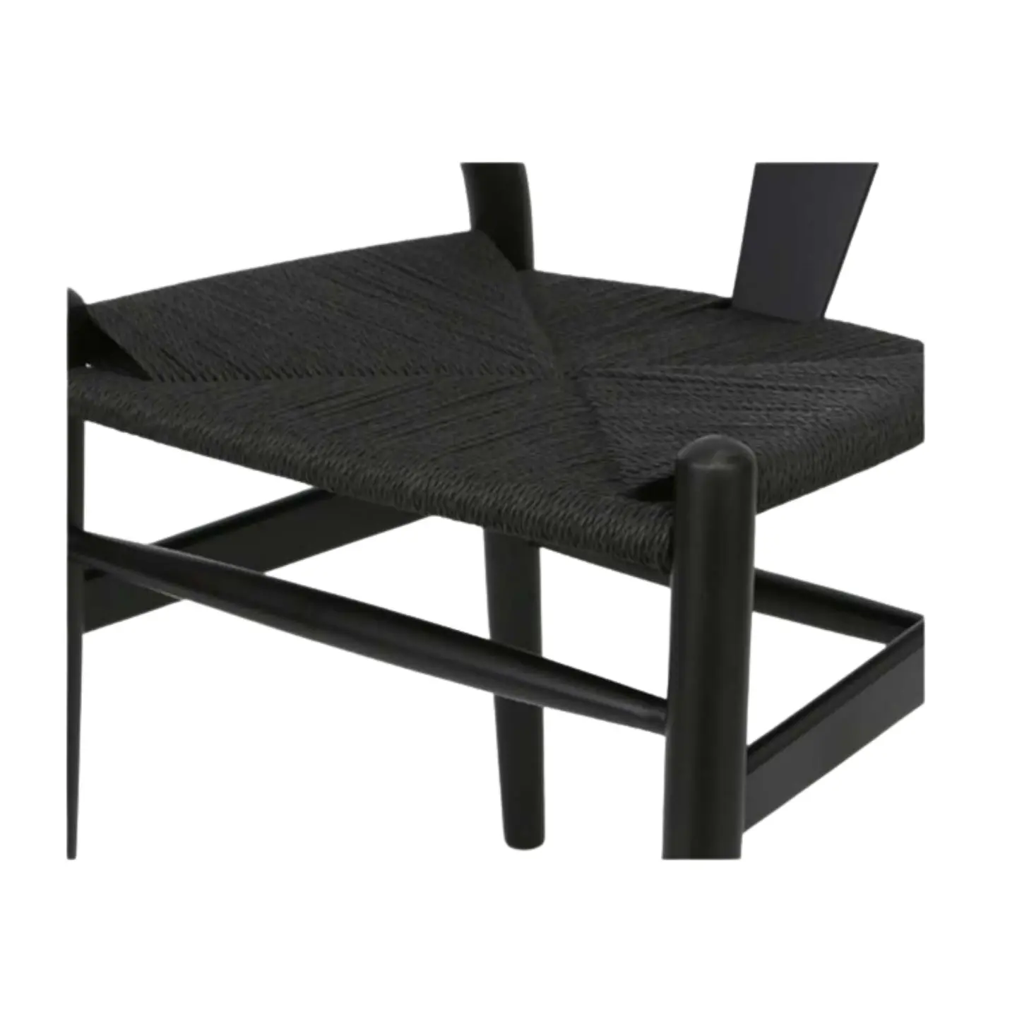 Silla Wishbone Negro Madera Asiento Tejido a Mano 2