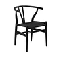 Silla Wishbone Negro Madera Asiento Tejido a Mano - Miniatura 3