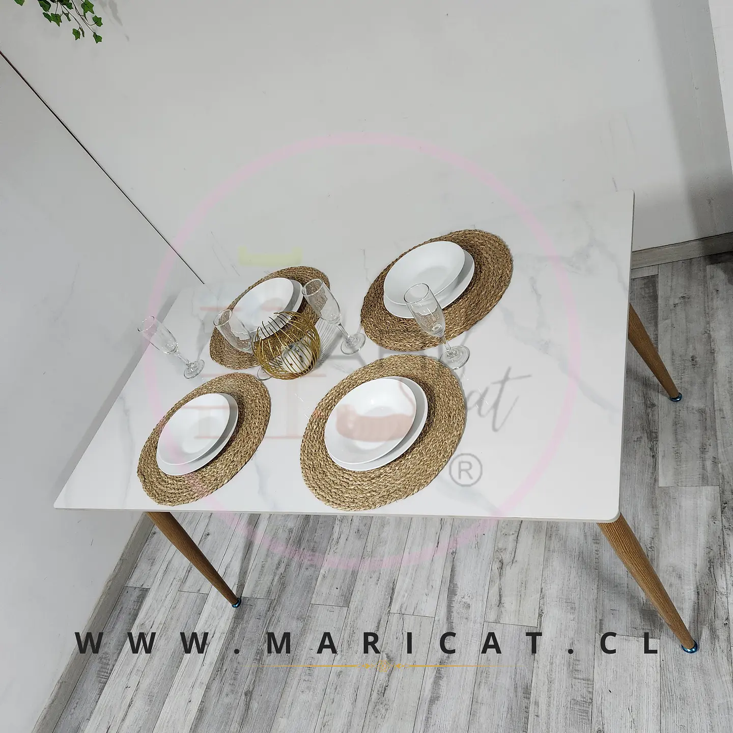 Mesa Rectangular Marmol cuarzo Calacatta de comedor 5