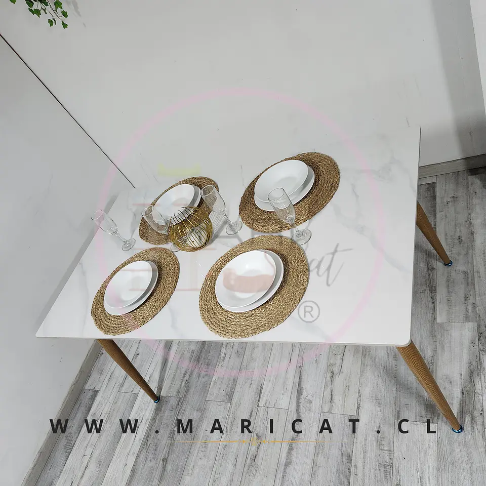 Mesa Rectangular Marmol cuarzo Calacatta de comedor 5