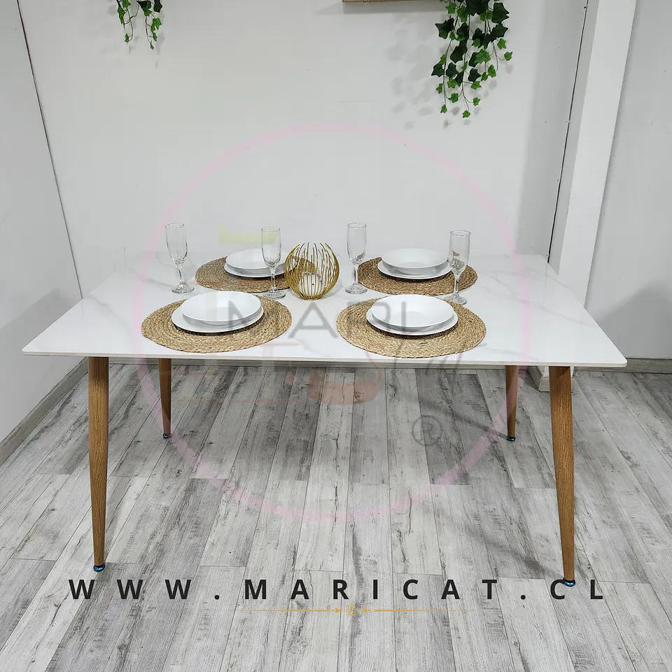 Mesa Rectangular Marmol cuarzo Calacatta de comedor 1
