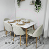 Comedor Mármol + Sillas Kana Lino – Elegancia y Confort para tu Hogar