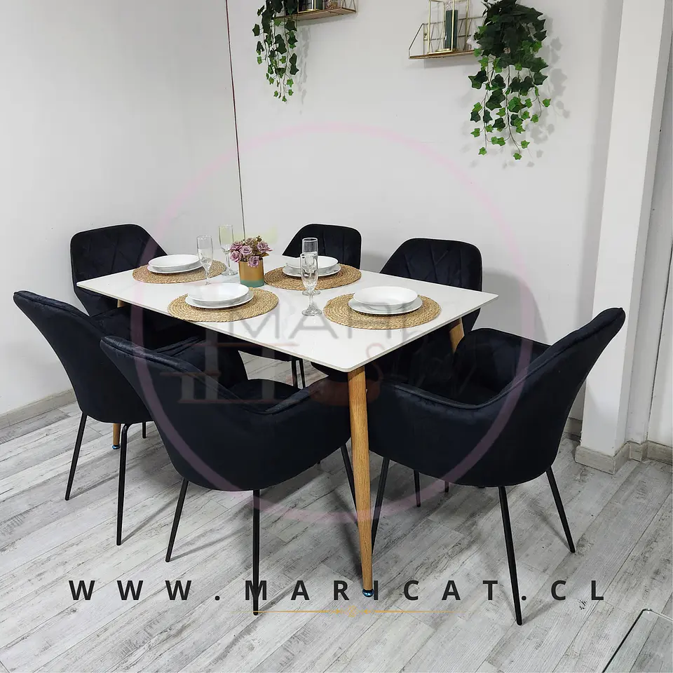 Comedor Rectangular Mármol 4 Sillas Eames – Mesa 100cm 2