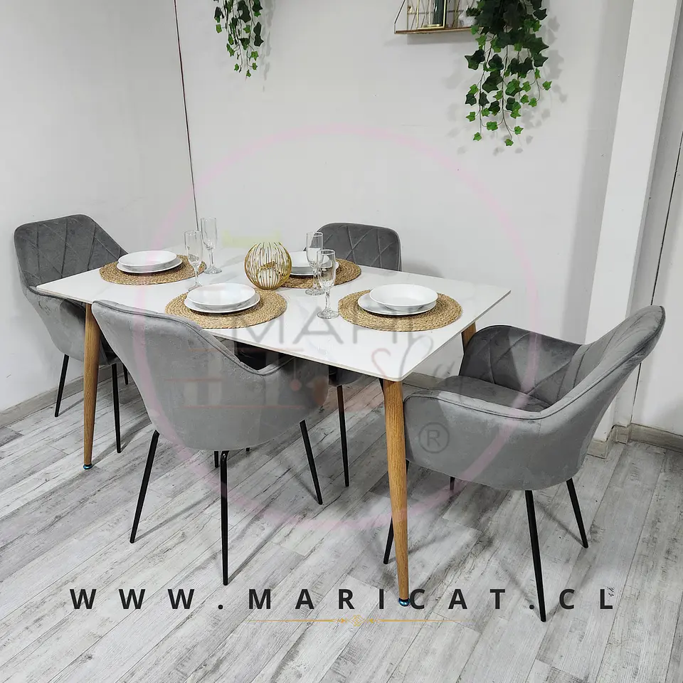 Comedor Rectangular Mármol 4 Sillas Eames – Mesa 100cm 3