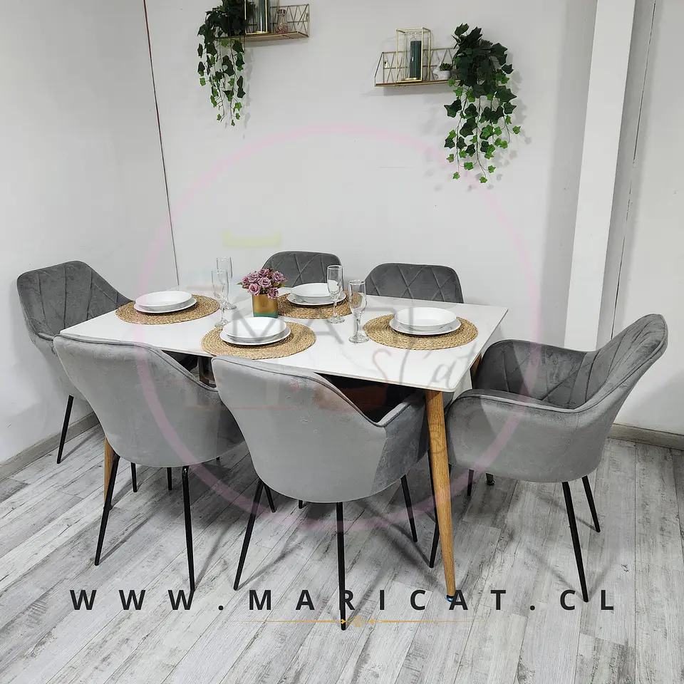 Comedor Rectangular Mármol 4 Sillas Eames – Mesa 100cm 4